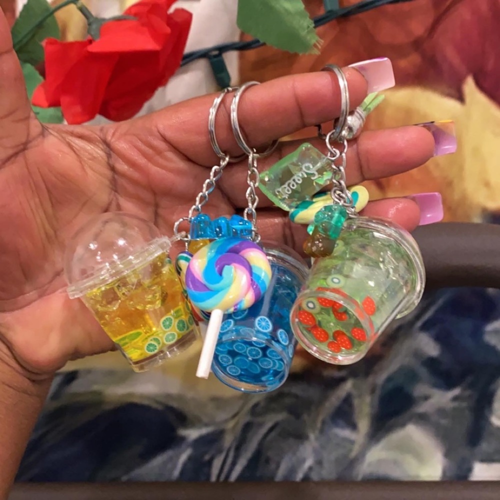 Cute custom resin drink keychains